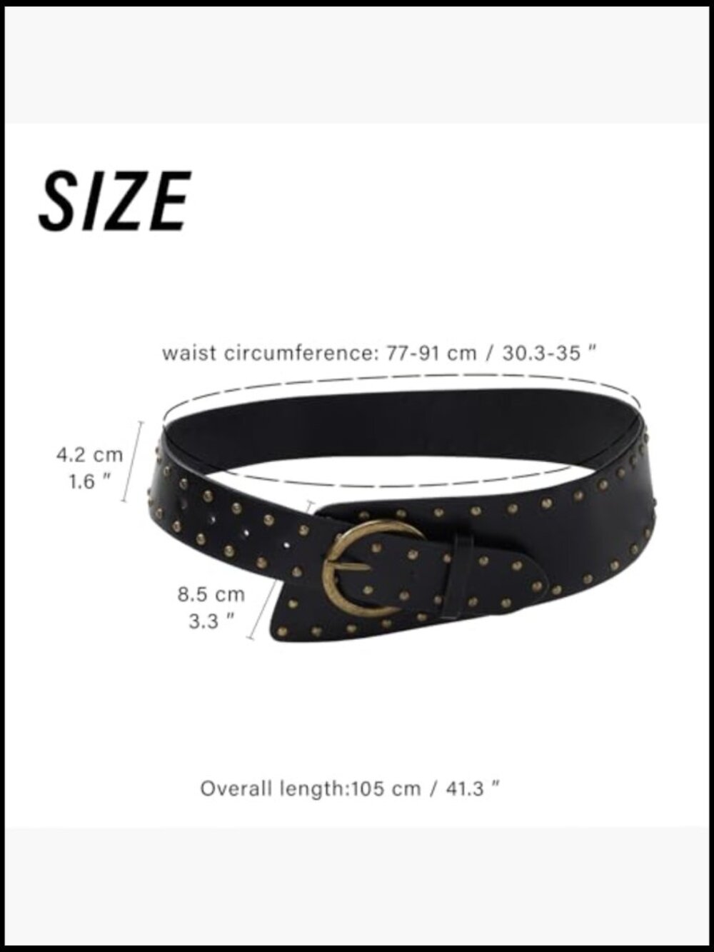 Vintage Punk Leather Waist Belt with Chunky Metal Buckle Gothic Rocker Style - Picture 4 of 6